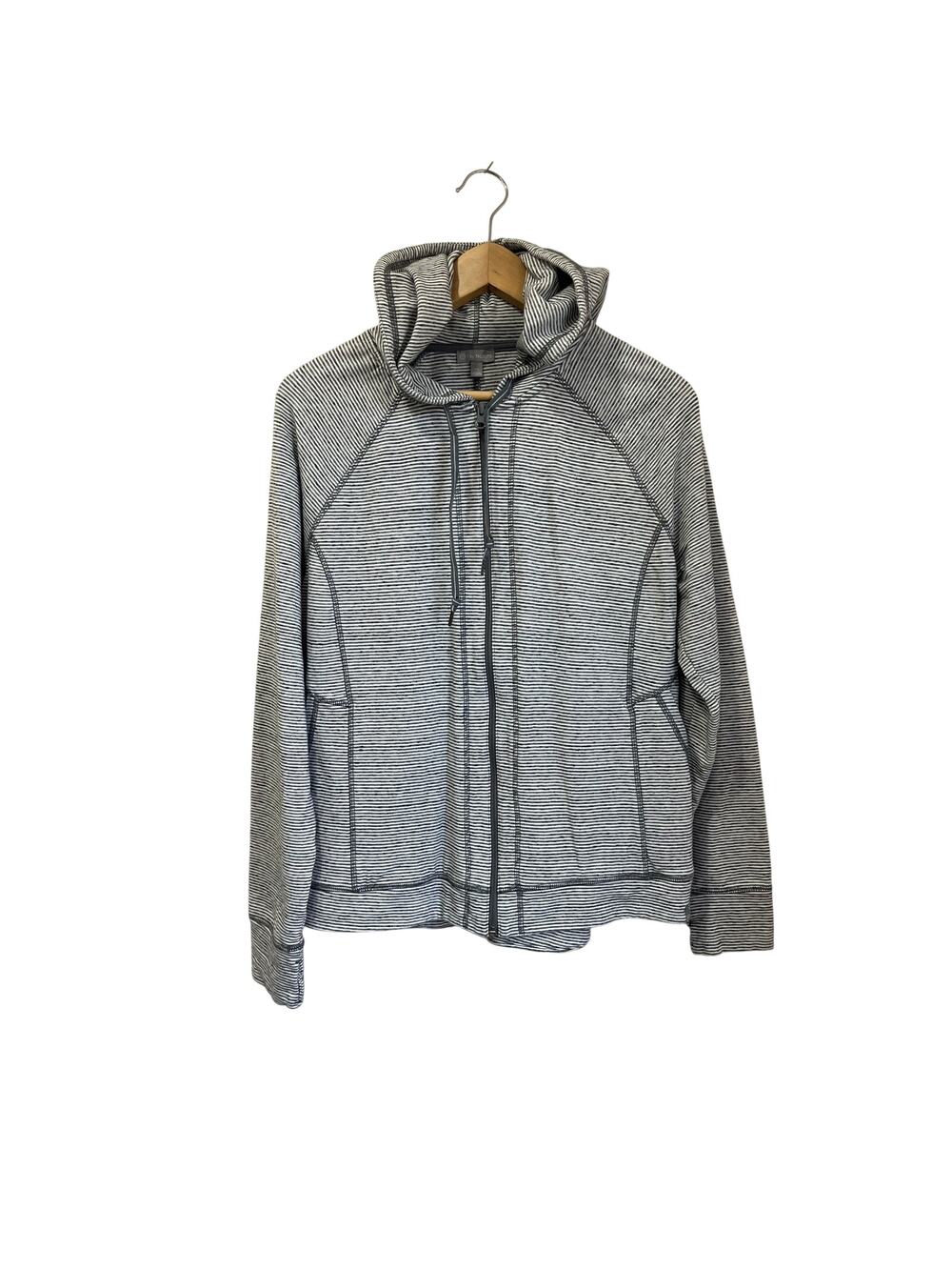 T by Talbots Striped Hooded Cotton Blend Casual‎ Jacket Lightweight Size XL